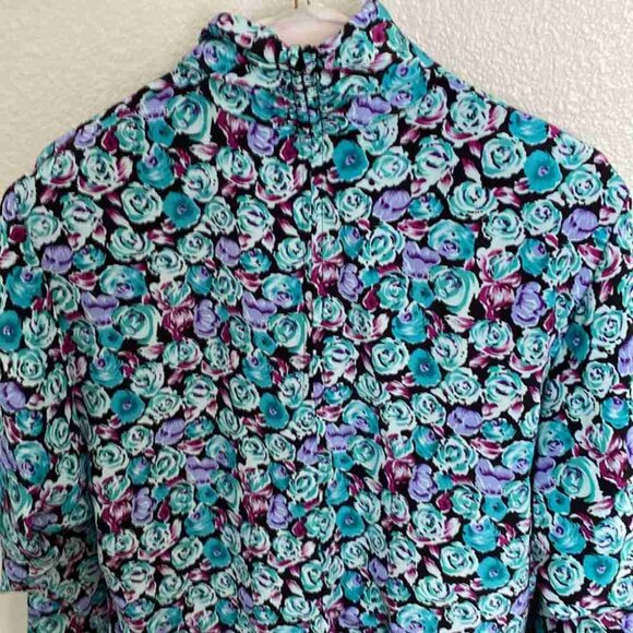 Blue and Purple Bishop Sleeve Dress - Picture 3 of 3